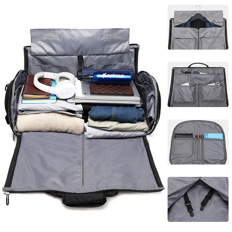 

New Convertible Garment Bag with Shoes Compartment Carry on Travel Suit Bags 2 in 1 Garment Duffle Bag for Men Weekender Bag sac