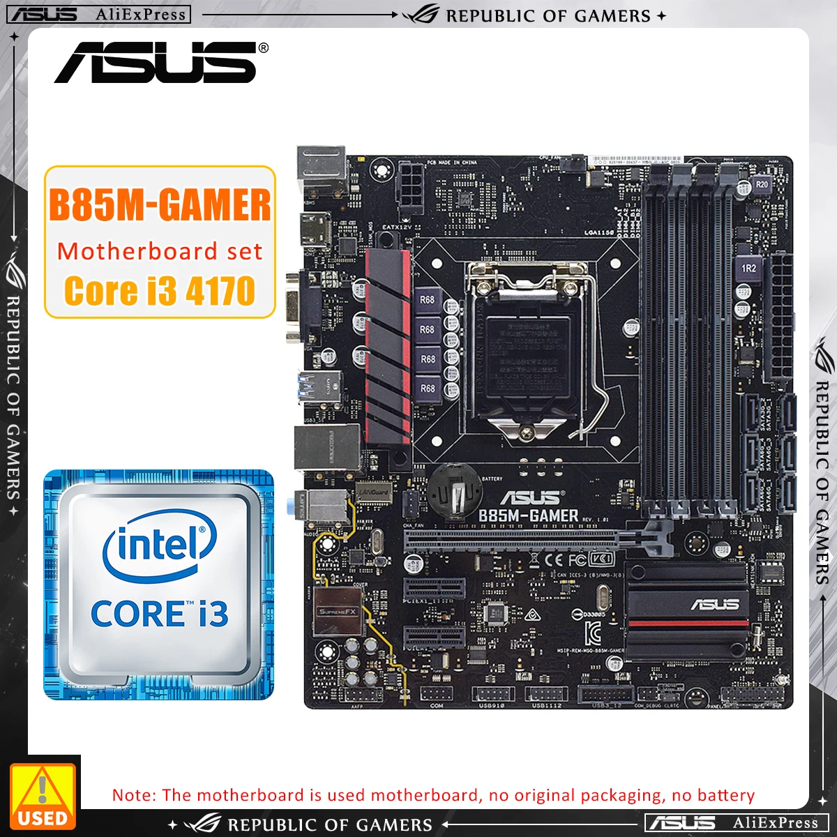 LGA 1150 Motherboard Kit Asus B85M-GAMER+I3 4170 Desktop Intel B85 DDR3 32G Core i7 i5 i3 cpus SATA3 USB3.0 PCI-E 3.0 Micro-ATX
LGA 1150 Motherboard Kit Asus B85M-GAMER+I3 4170 Desktop Intel B85 DDR3 32G Core i7 i5 i3 cpus SATA3 USB3.0 PCI-E 3.0 Micro-ATX