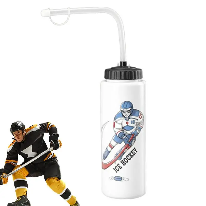 

1L Water Bottle PE Material Ice Hockey Pattern Squeeze Type Sports Kettle Large Capacity Leak-proof Drinking Cup For Cycling