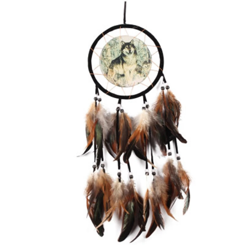 

HOT SALE Wolf Totem Dream Catcher Gift Handmade Dream Catcher Net With Feathers Wall Hanging Ornament For Home Decor