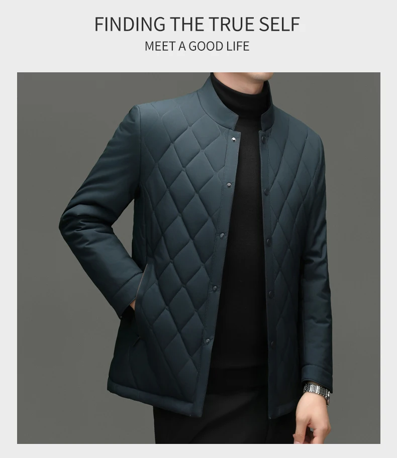 سترة رجالية فاخرة من حرير التوت بياقة عالية، تصميم جديد أنيق لفصلي الخريف والشتاء، معطف عملي غير رسمي مقاوم للرياح سترة رجالية فاخرة من حرير التوت بياقة عالية، تصميم جديد أنيق لفصلي الخريف والشتاء، معطف عملي غير رسمي مقاوم للرياح