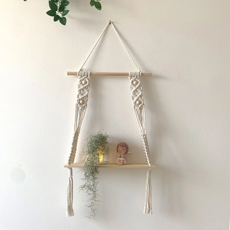 Boho Macrame Wood Wall Hanging Storage Shelf 6 Sd067f4685d0b4c64b71c0a88a7a6513fo