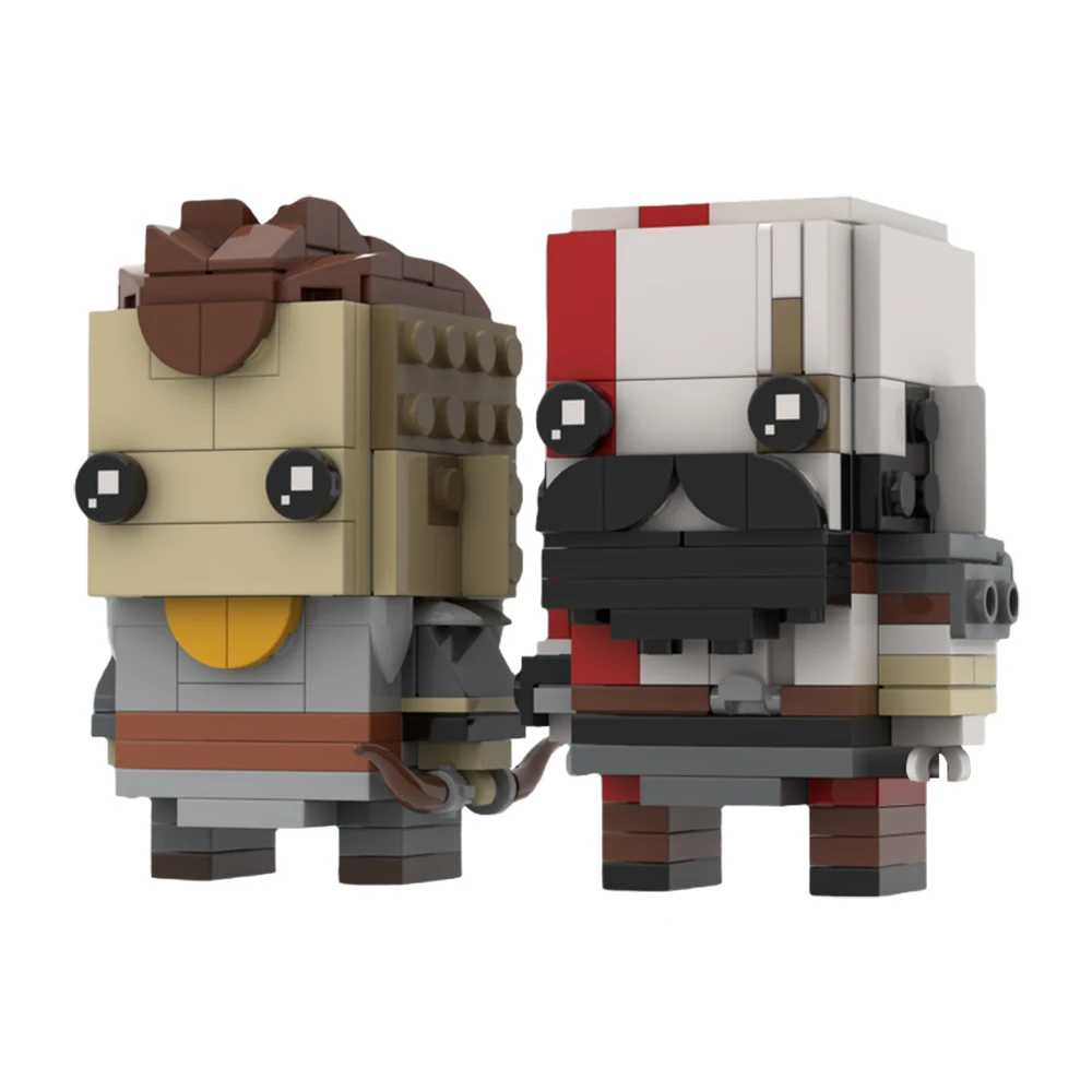 

BuildMOC Space Wars Lukes Figrues Brickheadzs Building Blocks Set God of War Cartoon Characters Kratos And Atreus Bricks KidsToy