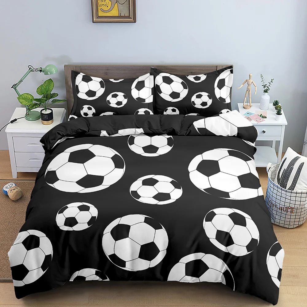 

3D Football Duvet Cover Double Queen Full Bedding Set 2/3pcs Quilt Cover With Zipper Closure King Size Polyester Comforter Cover