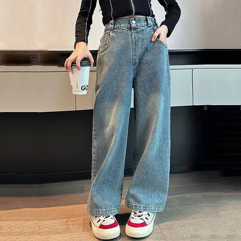 Teenage Girls Jeans Loose Simple Kids Wide Leg Trousers Blue Casual Elastic Waist Straight Leg Pants 12 13 Year Children Clothes
Teenage Girls Jeans Loose Simple Kids Wide Leg Trousers Blue Casual Elastic Waist Straight Leg Pants 12 13 Year Children Clothes