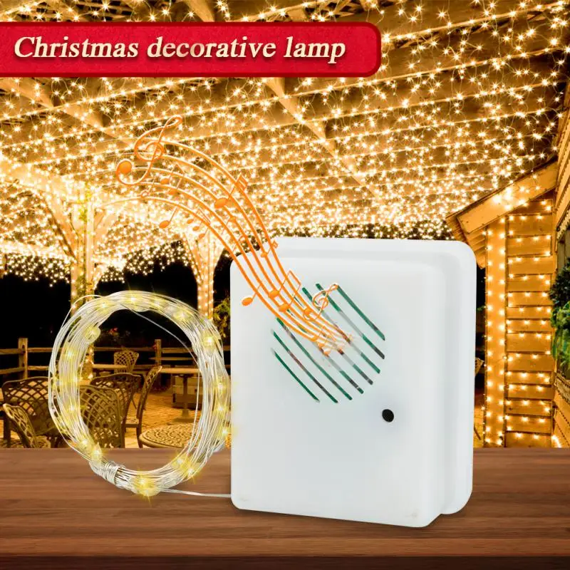 

Рождественский музыкальный динамик с датчиком звука/гирлянда 9,8 футов, реквизит с голосовой активацией, звуковой сенсор, декор для рождественской вечеринки, рождественской елки