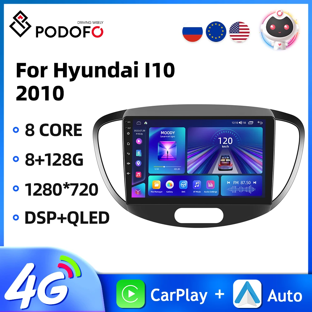 Автомагнитола Podofo Carplay Android для Hyundai I10 2010, мультимедийный плеер 8 + 128 ГГц, Wi-Fi, 4G, GPS-навигация, голосовое ИИ автомобильное аудио
Автомагнитола Podofo Carplay Android для Hyundai I10 2010, мультимедийный плеер 8 + 128 ГГц, Wi-Fi, 4G, GPS-навигация, голосовое ИИ автомобильное аудио