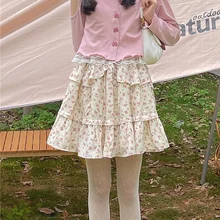Girl Cute Floral Mini Skirts Women Kawaii Ruffle Patchwork High Waisted Skirt Fairycore Soft Girl Korean Fashion Preppy Style
Girl Cute Floral Mini Skirts Women Kawaii Ruffle Patchwork High Waisted Skirt Fairycore Soft Girl Korean Fashion Preppy Style