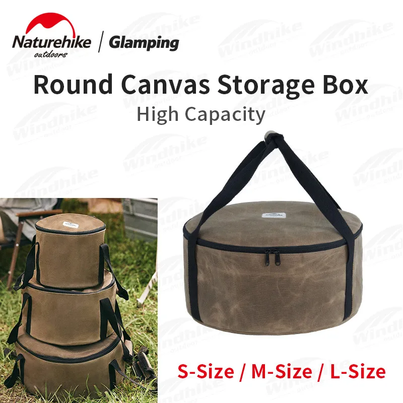 

Naturehike Portable Storage Box 370g Outdoor Wax Canvas Round Handle Bag Durable Camping 19.3L Multi-Purpose Picnic Travel Box