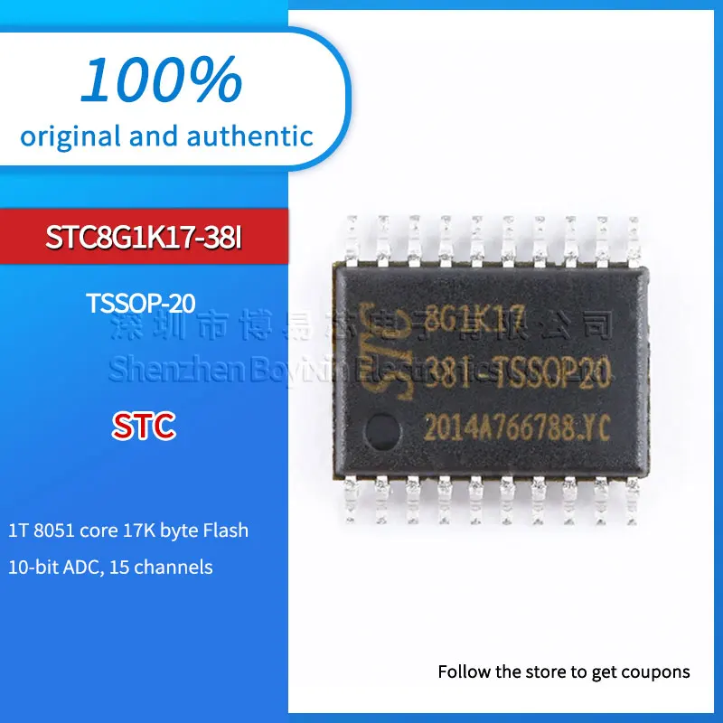 

Original STC8G1K17-38I-TSSOP20 Enhanced 1T 8051 single-chip Microcontroller MCU