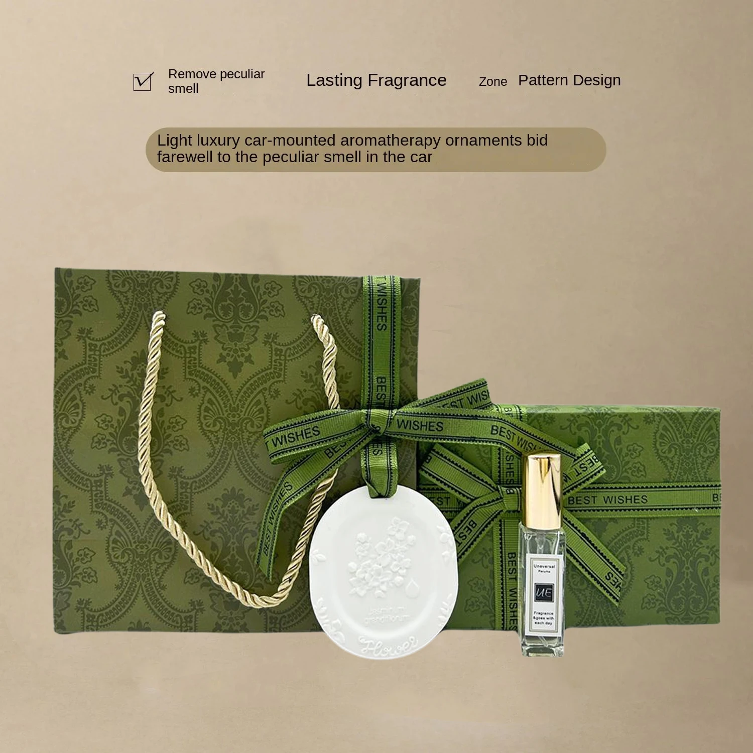 

Car Fragrance Fragrant Stone Jasmine Scented Green Tea Lasting Fragrance Car Home Dual-Use Aromatherapy Card Pendant
