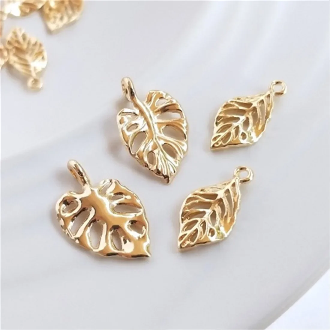 

14K Gold Wrapped Accessories, Hollowed Out Three-dimensional Leaf Pendant DIY Handmade Bracelet, Headpiece, Pendant, Earrings