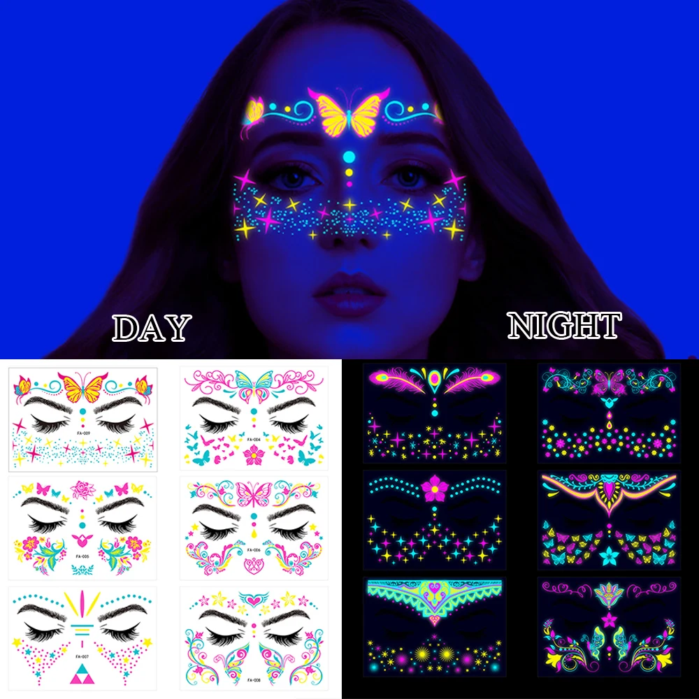 Флуоресцентные наклейки для татуировок, водостойкие
Флуоресцентные наклейки для татуировок, водостойкие