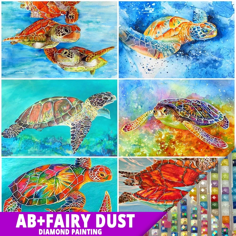 

AB Fairy Dust Diamond Painting 5D Embroidery Animal Sea Turtle Rhinestones Mosaic Cross Stitch Art Full Drill DIY Crafts