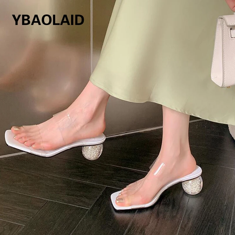 Pearl Ball Heel Transparent Clear Slippers Women Square Toe Middle Heel Summer Sandals New Design Fashion Slides Shoes Females
Pearl Ball Heel Transparent Clear Slippers Women Square Toe Middle Heel Summer Sandals New Design Fashion Slides Shoes Females