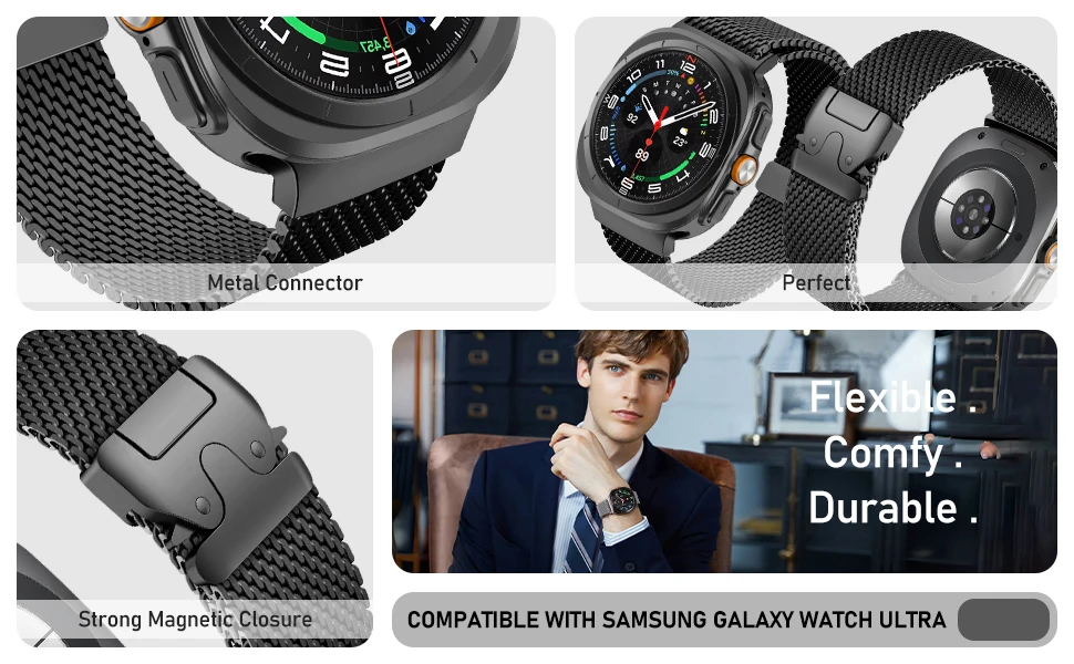 Milanese Loop Strap for Samsung Galaxy Watch 7 Ultra 47mm Stainless Steel No Gap Magnetic Bracelet SmartWatch Strap Accessories Milanese Loop Strap for Samsung Galaxy Watch 7 Ultra 47mm Stainless Steel No Gap Magnetic Bracelet SmartWatch Strap Accessories