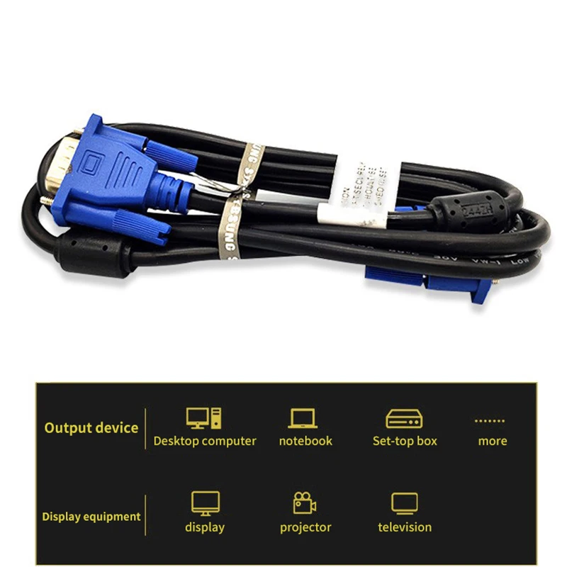 Cable Male To Male High Definition Computer Projector Monitor Video Data Cable With Magnetic Ring
Cable Male To Male High Definition Computer Projector Monitor Video Data Cable With Magnetic Ring