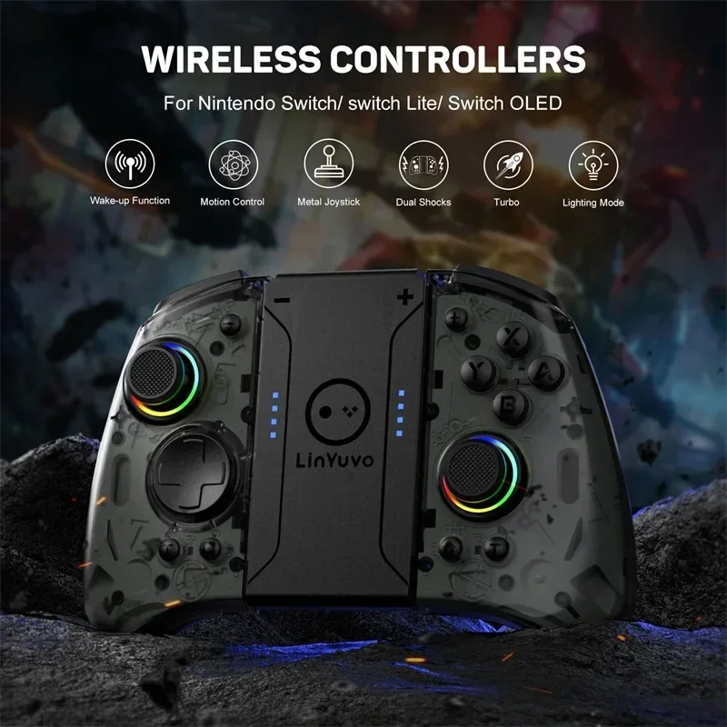 LinYuvo KS33 Wireless Joypad for Nentindo Switch/Lite/Oled Joystick 8 Colors LED Light Programmable Turbo & Macro programming
LinYuvo KS33 Wireless Joypad for Nentindo Switch/Lite/Oled Joystick 8 Colors LED Light Programmable Turbo & Macro programming