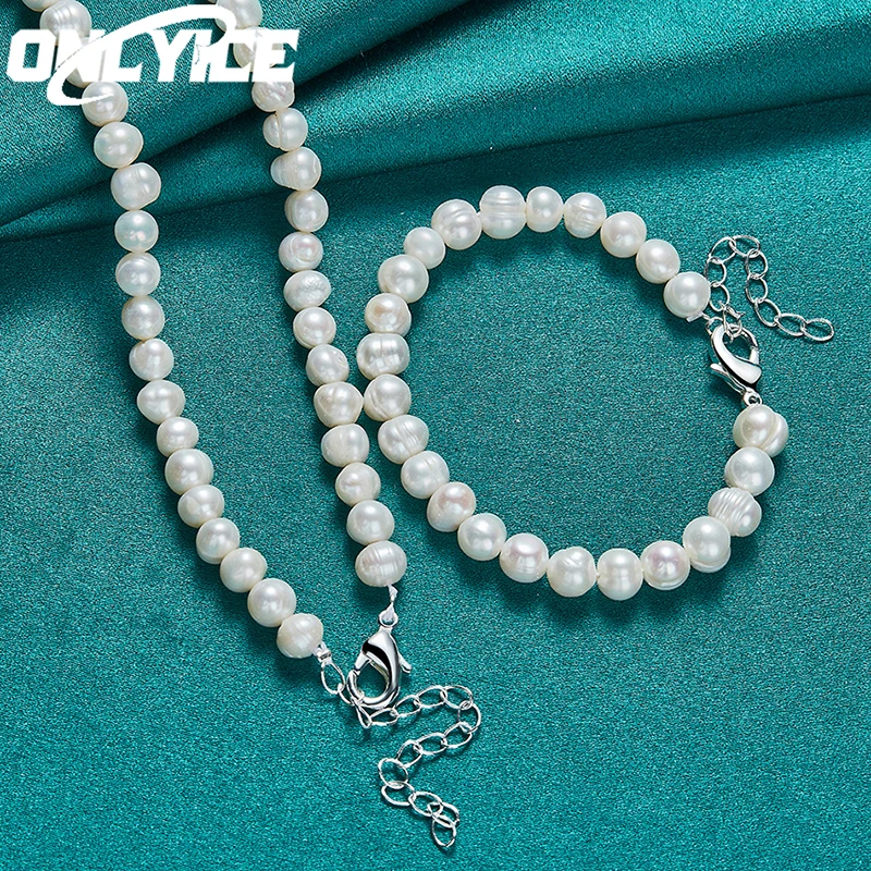 2pcs 925 Silver Buckle Wild 8mm Pearl Chain Bracelet Necklace Jewelry Set For Women 8/16/18/20 Inch Fashion Wedding Holiday Gift
2pcs 925 Silver Buckle Wild 8mm Pearl Chain Bracelet Necklace Jewelry Set For Women 8/16/18/20 Inch Fashion Wedding Holiday Gift