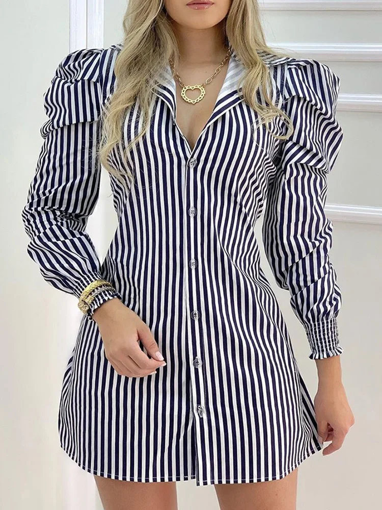 Striped Button Design Puffed Sleeve Shirt Dress Women Casual Work Dress Women Dress White Dress Y2k Dress
Striped Button Design Puffed Sleeve Shirt Dress Women Casual Work Dress Women Dress White Dress Y2k Dress