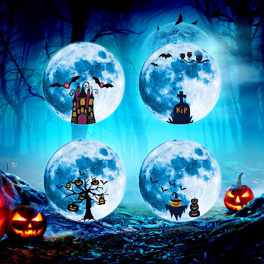 

Halloween Decorations Glow In The Dark Wall Stickers Bats Spider Pumpkins Spooky Witch Ghost Scary Skeleton Decals for Window