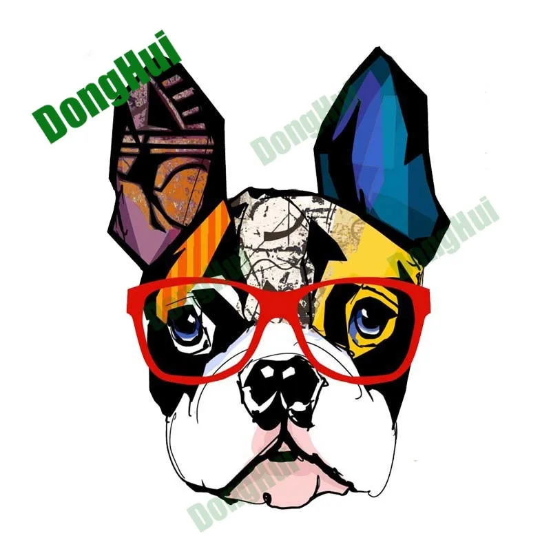 

Colorful Bulldog 3D Glasses Dog Car Stickers Rear Windshield Helmet Tablet Camper Van Skateboard Decals PVC Waterproof