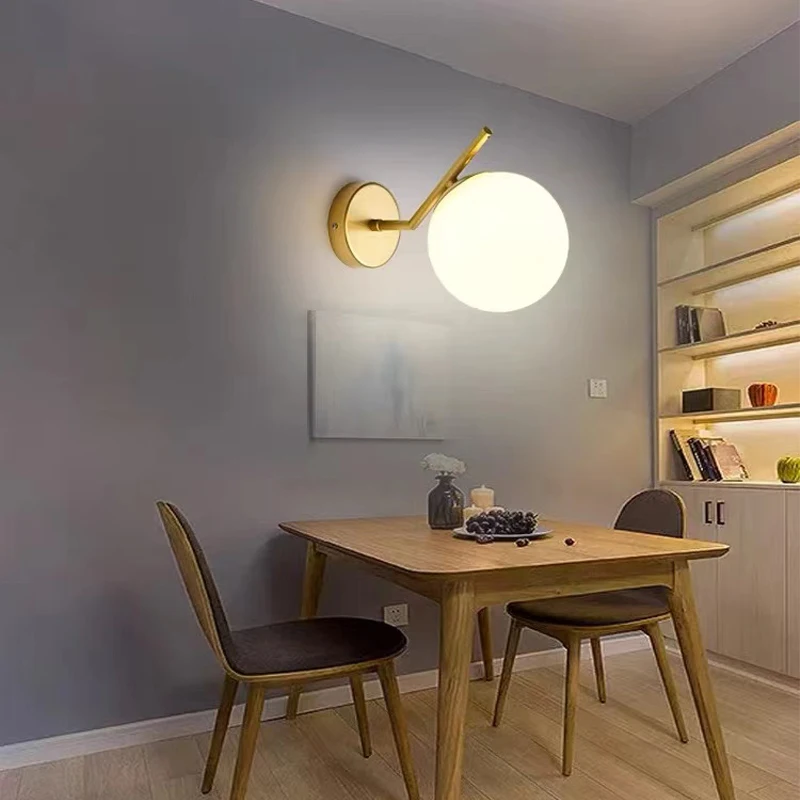 

Современная прикроватная лампа в скандинавском стиле для спальни, гостиной, столовой, лампа для отеля, бара, балкона, коридора, креативная индивидуальная стеклянная настенная лампа