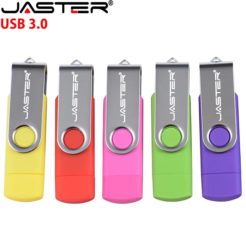 

JASTER Rotatable USB 3.0 Flash Drives 128GB OTG 2 in 1 Memory Stick 64GB Metal Clip Pen Drive 32GB High Speed USB Stick 16GB 8GB