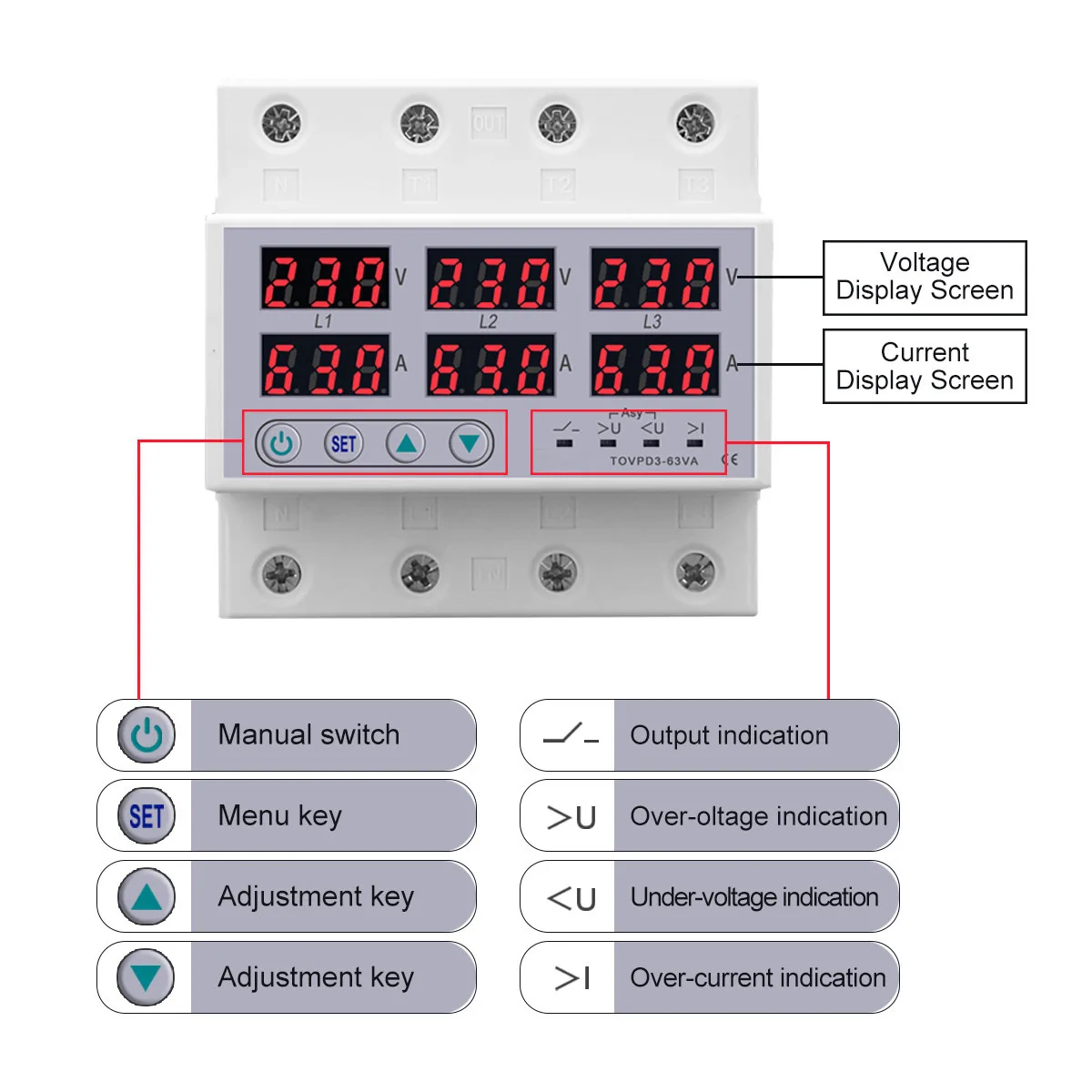 1pcs Three-phase Voltage Relay 3P Ammeter Overvoltage 100A Without N 380V Voltmeter White Electrical Systems Electrical Supplies
1pcs Three-phase Voltage Relay 3P Ammeter Overvoltage 100A Without N 380V Voltmeter White Electrical Systems Electrical Supplies