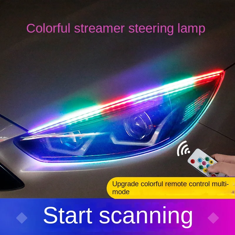 

colorful flowing water turn signal with daytime running light LED streamer ultra-thin ultra-bright modified light guide strip
