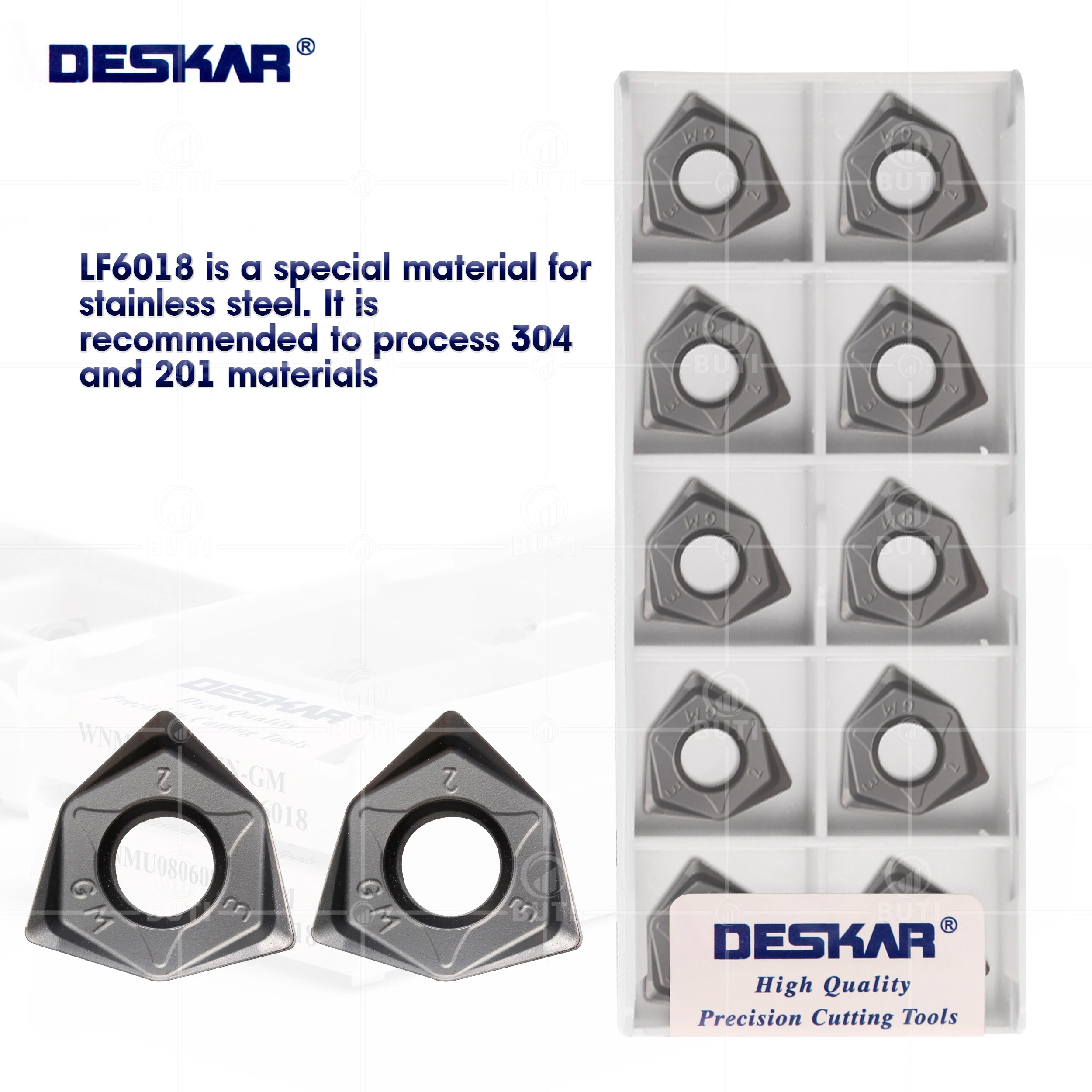 

DESKAR 100% Original WNMU080608EN-GM LF6018 Milling Cutting Cutter Carbide Insert CNC Lathe Tools Parts Used For Stainless Steel