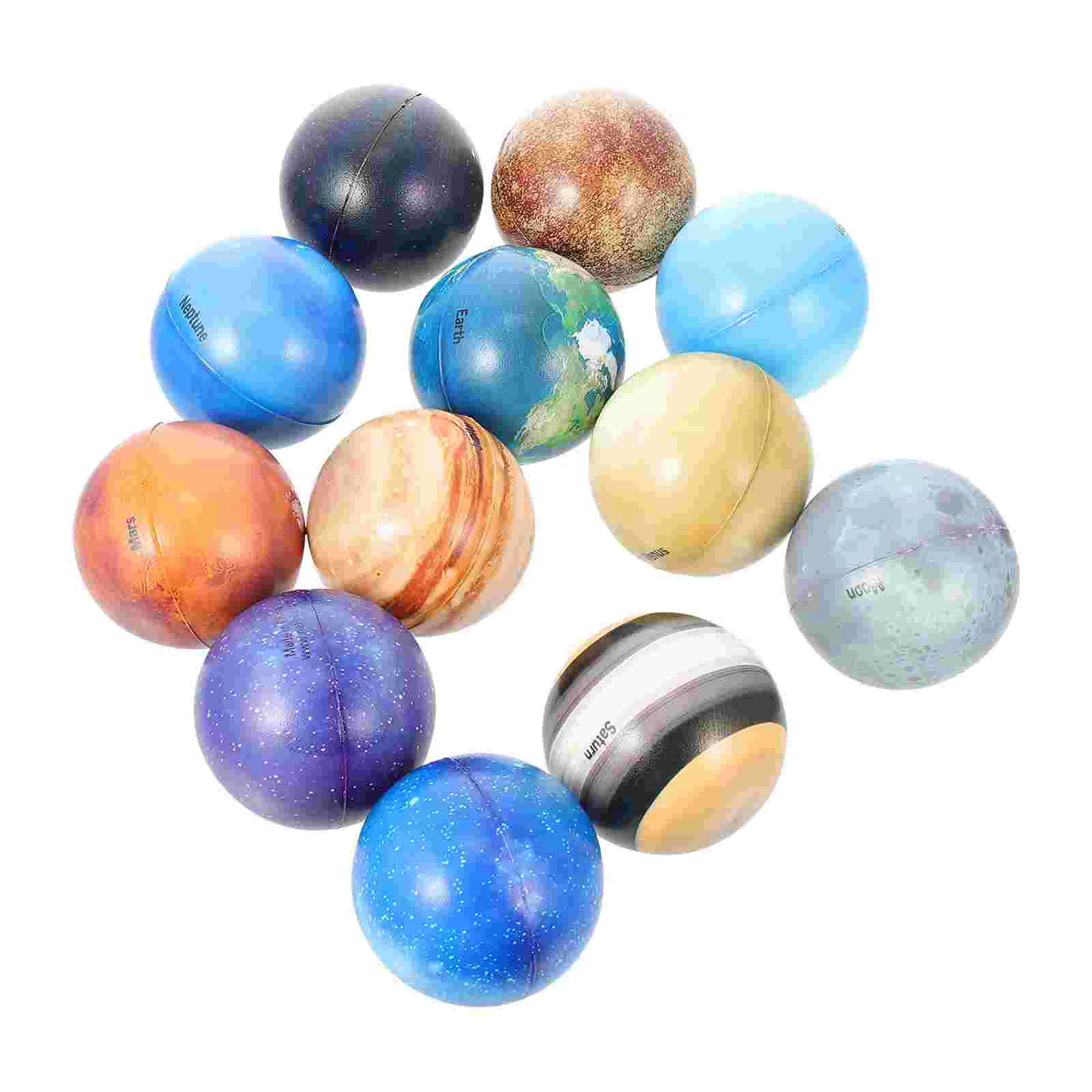 

12 Pcs Planetary Ball Bounce Balls Childrens Toys Educational Planets Bouncy Decompression Early Props Plaything Kid Jumping