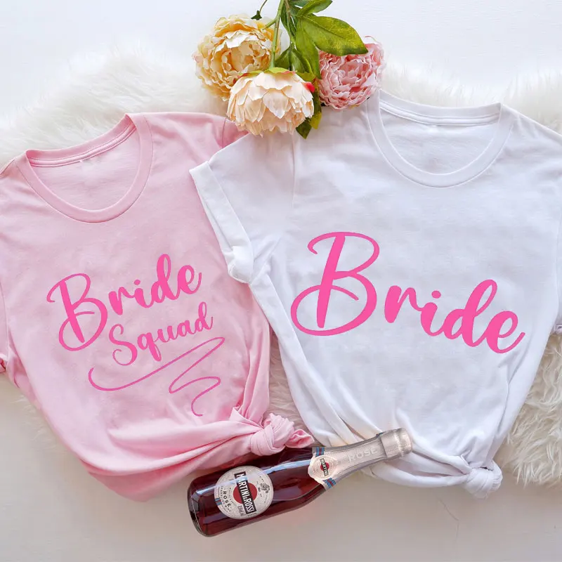 Bride Squad T-shirt Bachelorette Hen Party Fashion Letter Tee Shirt Friends Bridal Wedding Casual Basic O Neck Short Sleeved Top
Bride Squad T-shirt Bachelorette Hen Party Fashion Letter Tee Shirt Friends Bridal Wedding Casual Basic O Neck Short Sleeved Top