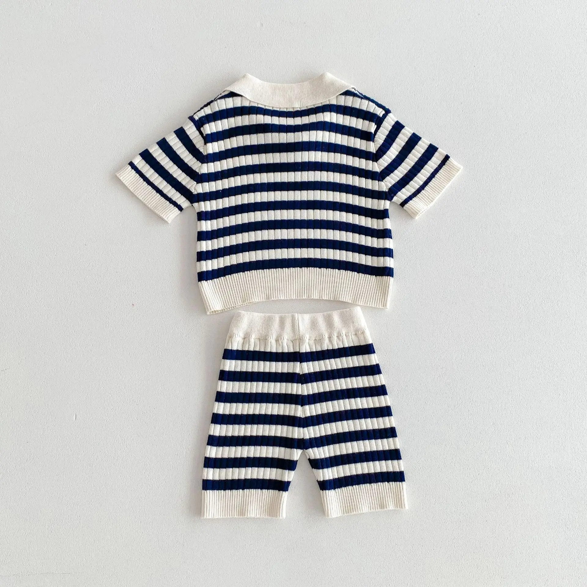 2025 Summer New Baby Short Sleeve Clothes Set Infant Striped Knit Tops + Shorts 2pcs Suit Infant Girl Casual T Shirts Outfits 28 Sd08f240e3b7c421f967e4d3f9f564016Q