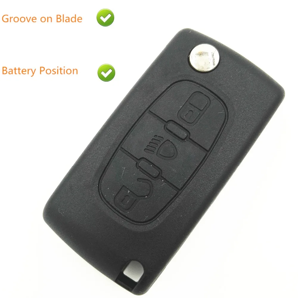 

3 Buttons Cover Replacement flip key shell With Light Button Battery Place Groove on blade For Citroen C4 c2 c3 c4l c5 Key Case