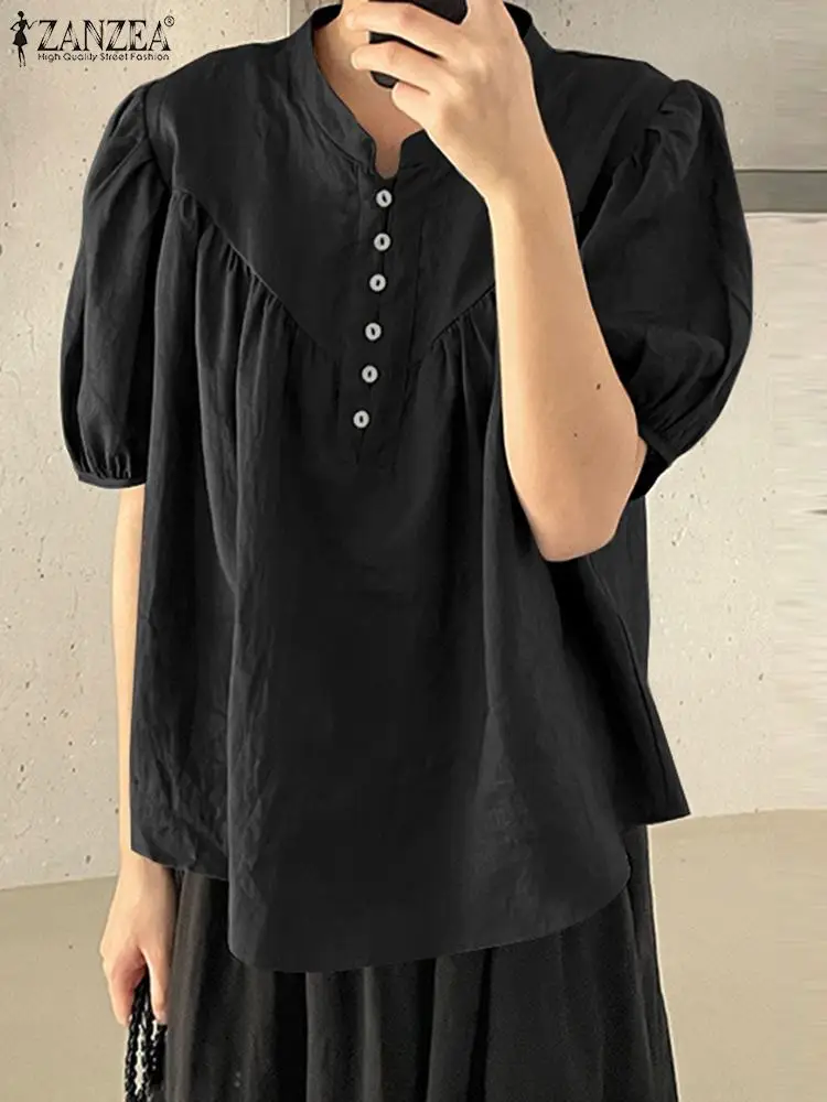 ZANZEA Woman Fashion Solid Shirt Casual Cotton Blouse 2023 Summer Vintage Stand Collar Tops Short Puff Sleeve Tunic Oversized
ZANZEA Woman Fashion Solid Shirt Casual Cotton Blouse 2023 Summer Vintage Stand Collar Tops Short Puff Sleeve Tunic Oversized
