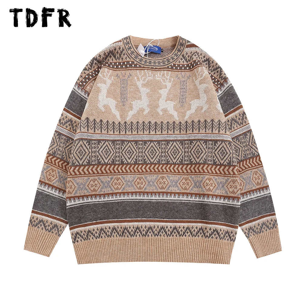 Deer Jacquard Geometric Knitted Sweater Autumn Winter Crew Neck Retro Casual Loose Long Sleeve Pullover Men
Deer Jacquard Geometric Knitted Sweater Autumn Winter Crew Neck Retro Casual Loose Long Sleeve Pullover Men