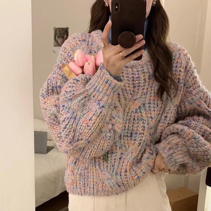 Fancy Yarn Twist Pullover Sweater Women's Round Neck Thickened Knitwear Korean Loose Lazy Jumper Autumn Winter Femme Outfit T107
Fancy Yarn Twist Pullover Sweater Women's Round Neck Thickened Knitwear Korean Loose Lazy Jumper Autumn Winter Femme Outfit T107