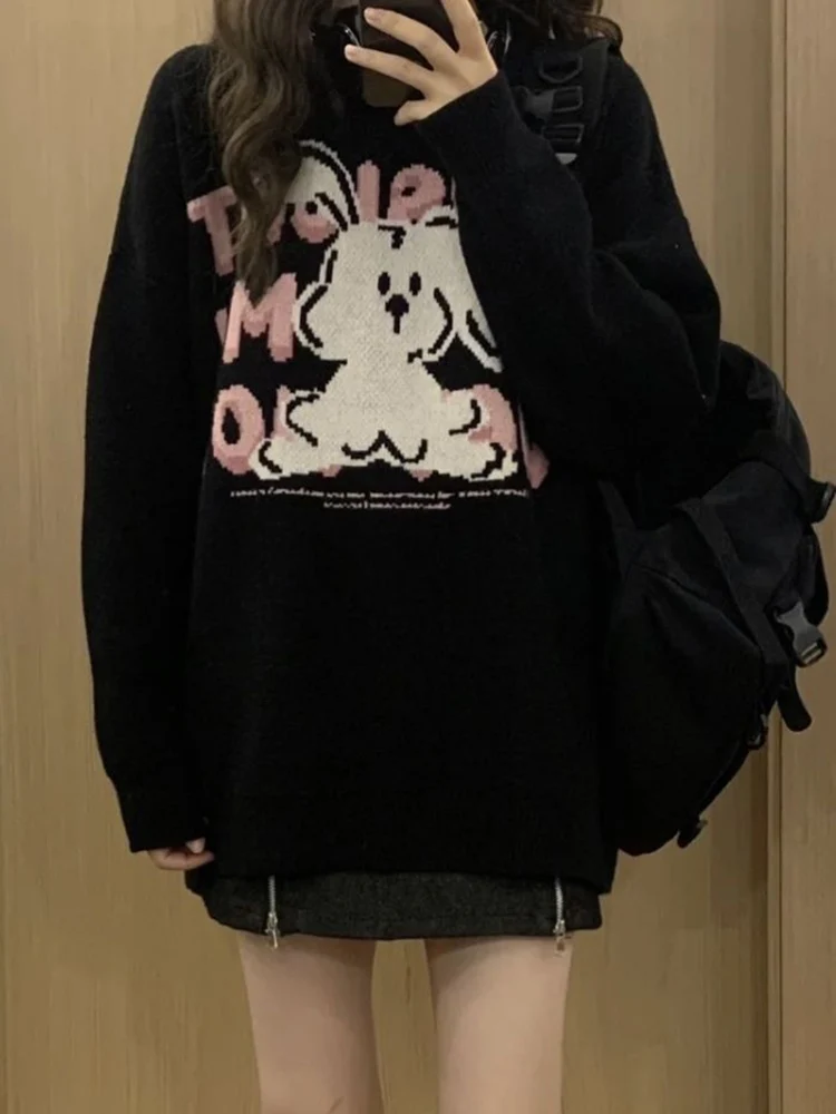 HOUZHOU Kawaii Sweater Woman Cartoon Rabbit Printed Harajuku Fashion Autumn Loose Casual Preppy Long Sleeve Top Knit Sweater
HOUZHOU Kawaii Sweater Woman Cartoon Rabbit Printed Harajuku Fashion Autumn Loose Casual Preppy Long Sleeve Top Knit Sweater
