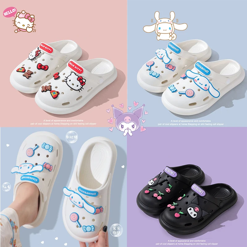 

Sanrioed Croc Kawaii Summer Beach Snippers Stylish Sandals Soft EVA Cute Anime Cinnamoroll Hello Kitty Kuromi Lovely Girls Gifts