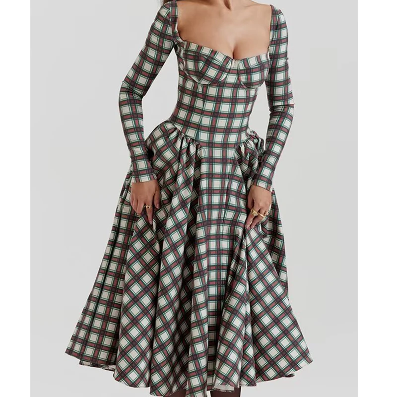 Spring 2024 Women Contrast Color Plaid Sexy Elegant Party Dress Long Sleeve Ladies Vintage Robe Midi
Spring 2024 Women Contrast Color Plaid Sexy Elegant Party Dress Long Sleeve Ladies Vintage Robe Midi