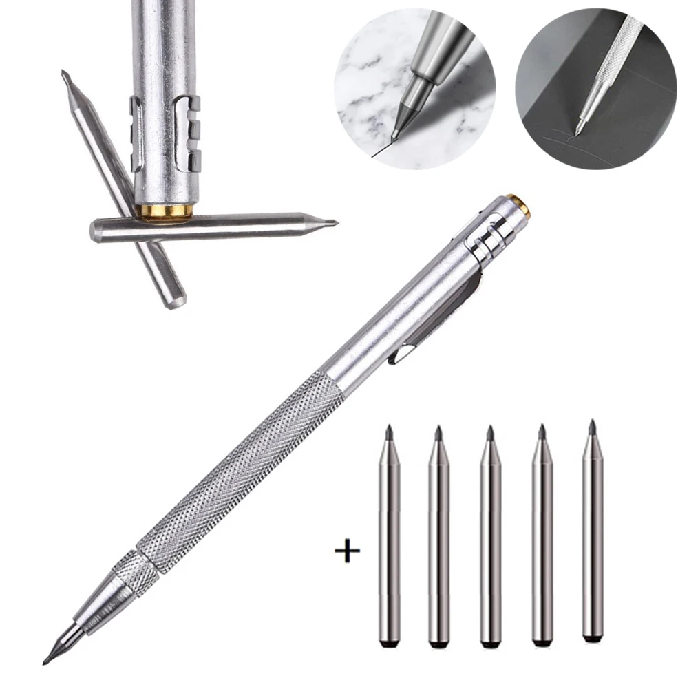 

6Pcs Set Tungsten Carbide Tip Scriber Engraving Pen Marking Pens Carbide Nib For Engraving Metal Sheet/ceramic/glass Hand Tool