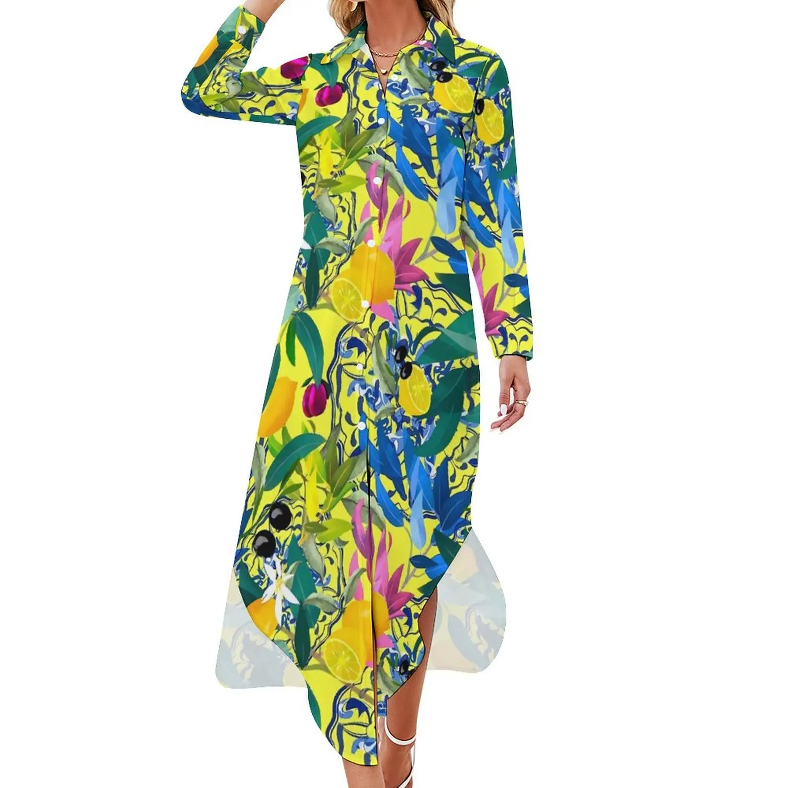 Fruit Print Chiffon Dress Orange And Lemon Vintage Dresses Women Long Sleeve Street Style V Neck Custom Big Size Casual Dress
Fruit Print Chiffon Dress Orange And Lemon Vintage Dresses Women Long Sleeve Street Style V Neck Custom Big Size Casual Dress
