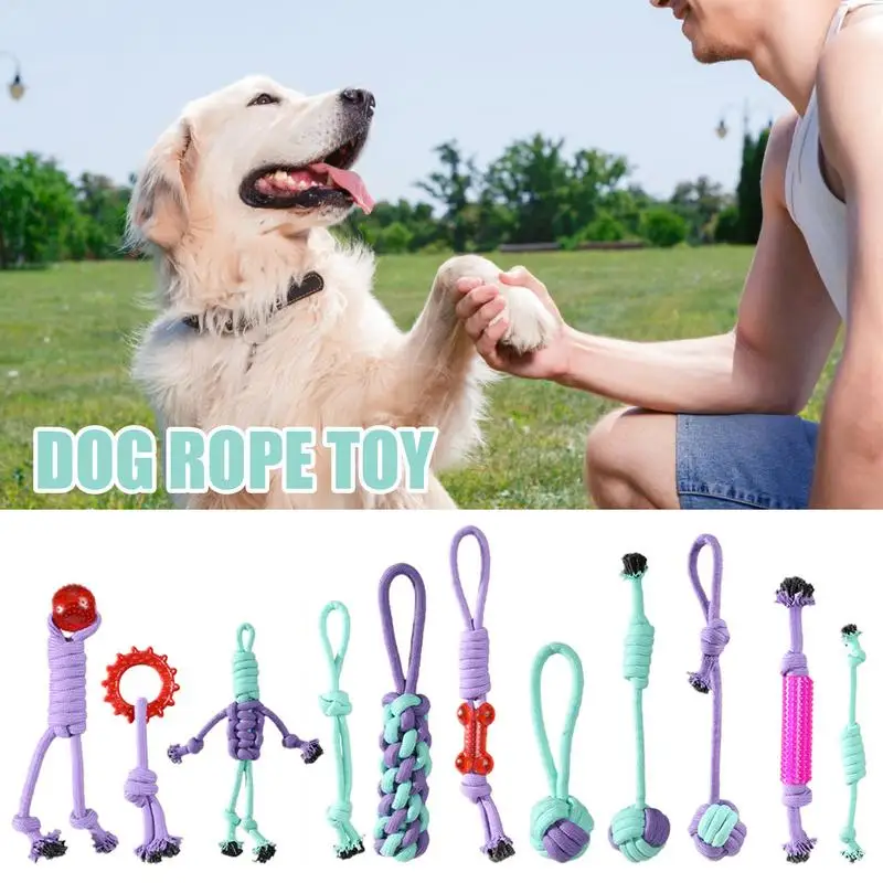 

Rope Toy For Dogs 11PCS Cute Teething Chew Toys Chews Color Rope Dog Chew Toy Cotton Pet Toys For In/out door Medium Large Dogs