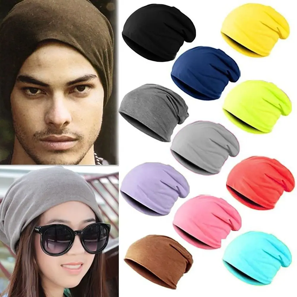 

Solid Color Women Men Beanie Cap Casual Head Wraps Cotton Blended Elastic Turban Hat Winter Warm Hat Unisex