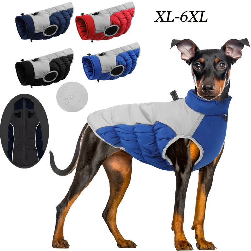 

Winter Dog Clothes Thickened Large Dogs Snow Warm Jacket with Harness Waterproof Windproof Cold Weather French Bulldog Coat 6XL