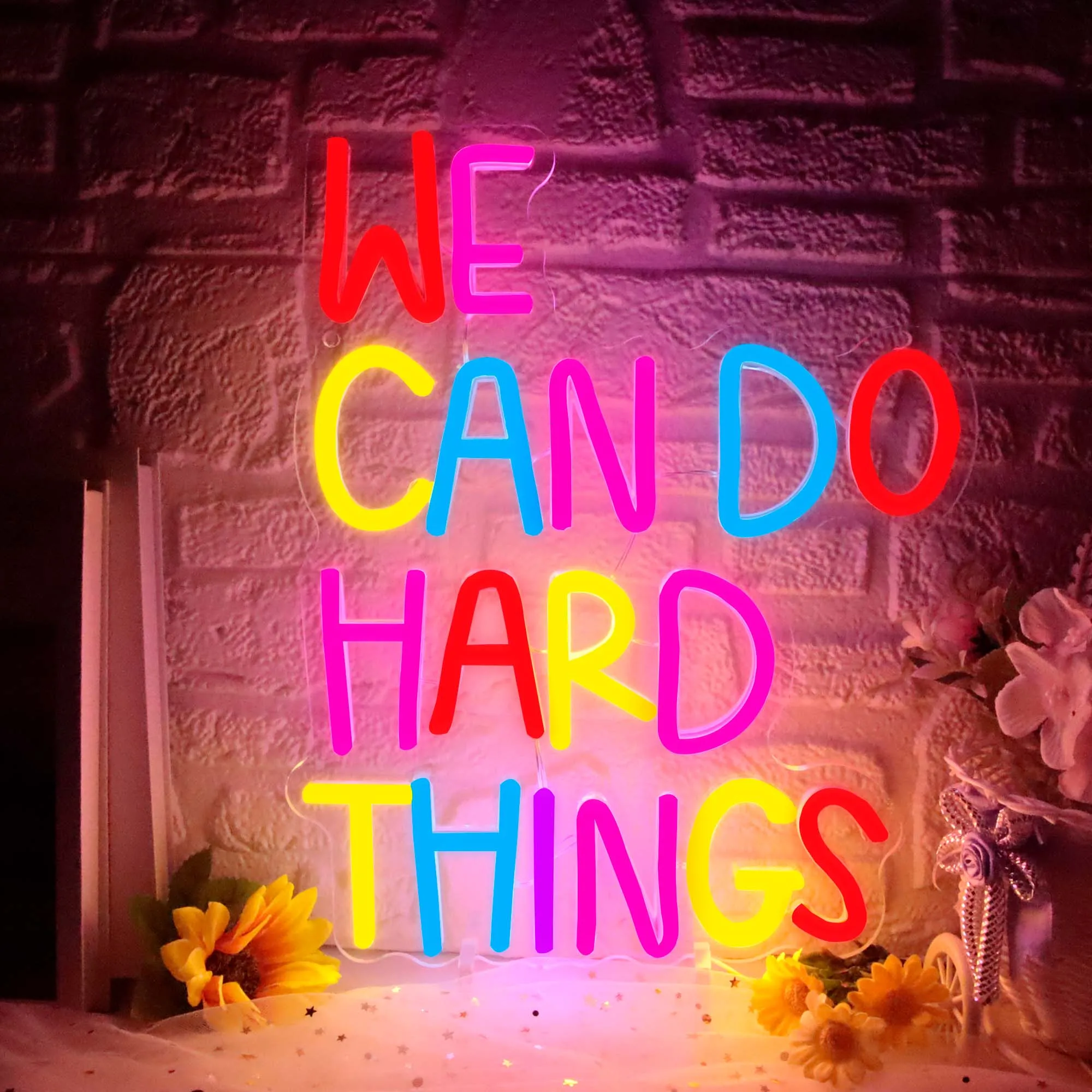 

We Can Do Hard Things Neon Sign Led Light Up Signs for Wall Decor USB for Wedding Wall Art Kids Room Home Party Gift