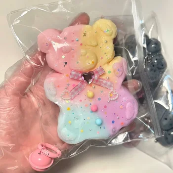 Taba Squishy Mushy 실리콘 장난감, 수제 퍼지 레인보우 구미 베어, 귀여운 곰, 스트레스 해소 선물