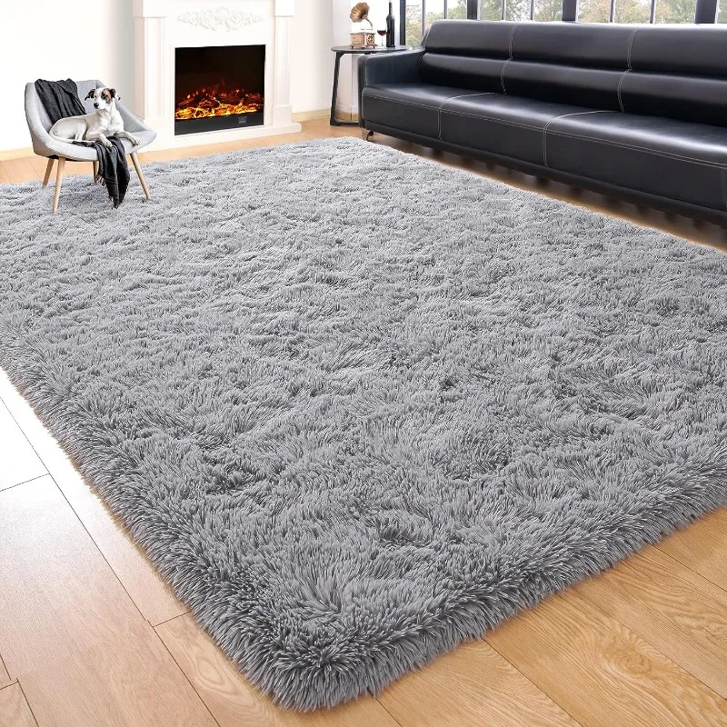 

Soft Fluffy Area Rugs for Living Room Bedroom, Shaggy Floor Carpets Shag Christmas Rug Decorative Rugs, Grey