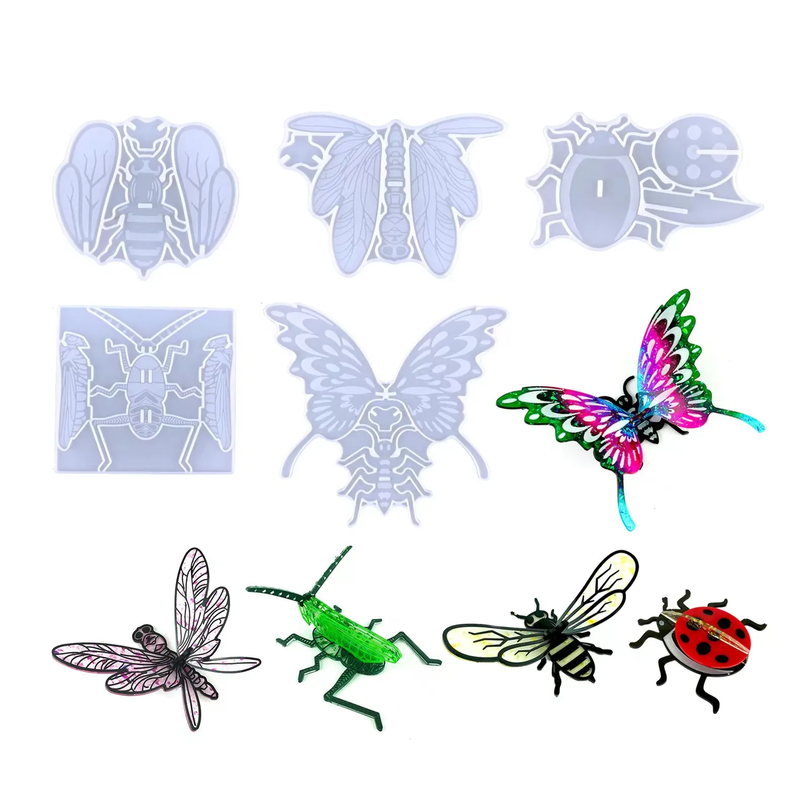 DIY Epoxy Silicone Mold Bee Butterfly Assembly Resin Casting Mold Insect Jewelry Making Decorative Ornaments
DIY Epoxy Silicone Mold Bee Butterfly Assembly Resin Casting Mold Insect Jewelry Making Decorative Ornaments